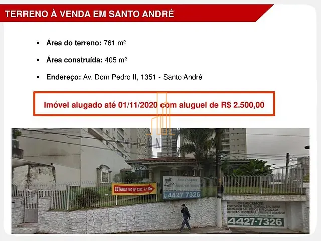 Terreno com 761m², à venda, no bairro Jardim em Santo André