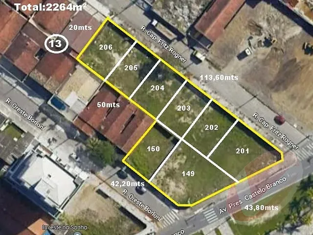 Terreno com 2264m², à venda, no bairro Vilamar em Praia Grande