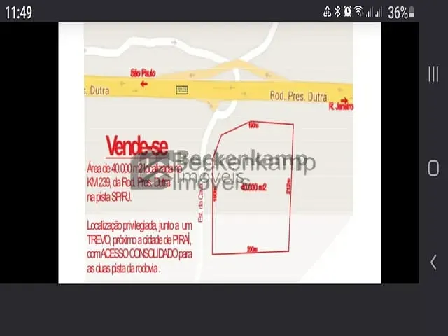 Terreno com 40000m², à venda, no bairro Jaqueira em Piraí