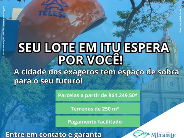 Terreno com 250m², à venda, no bairro Itaim em Itu
