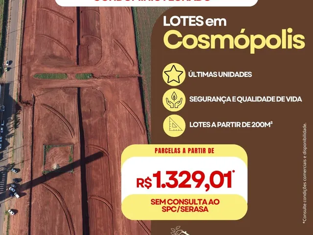 Terreno com 200m², à venda, no bairro Conjunto Habitacional Vila Cosmos em Cosmópolis