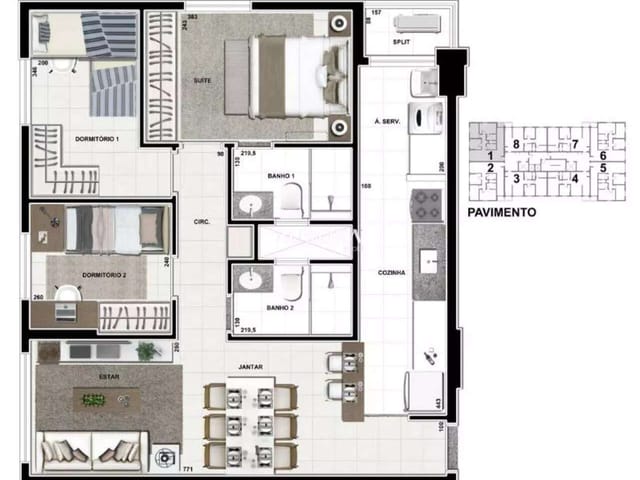 Apartamento 3 quartos e 2 banheiros, à venda, no bairro Veraliz em Londrina