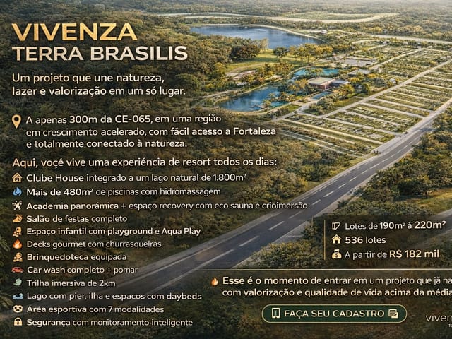 Terreno com 220m², à venda, no bairro Jaçanaú em Maracanaú