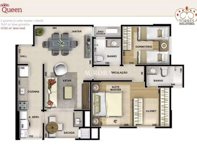 Apartamento com 109m² 3 quartos e 2 banheiros, à venda, no bairro Vale dos Tucanos em Londrina