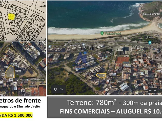 Terreno com 780m², à venda ou para alugar, no bairro Recreio dos Bandeirantes em Rio de Janeiro