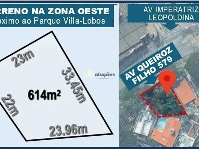 Terreno com 614m², à venda, no bairro Vila Hamburguesa em São Paulo