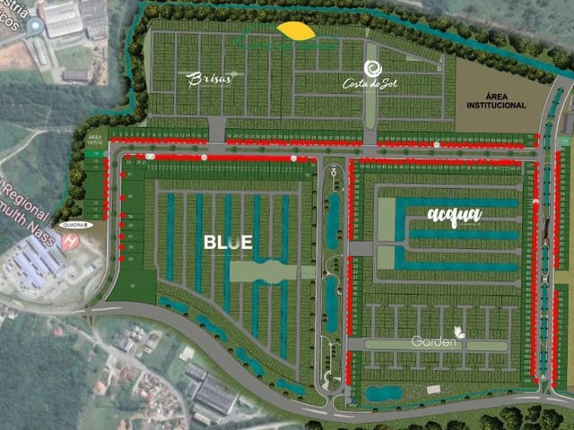 Foto do Terreno - Lotes financiáveis a partir de 150,15m² no Blue Condomínio Clube - Deltaville – Biguaçu/SC | Costão Sul Imóveis