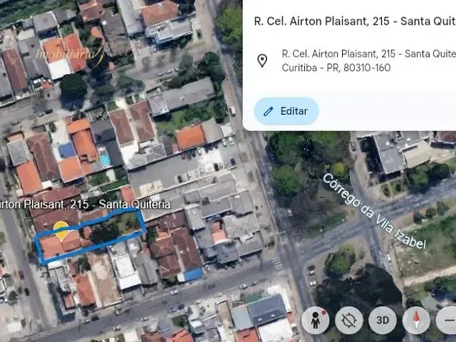 Terreno com 702m², à venda, no bairro Santa Quitéria em Curitiba