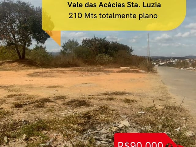 Terreno com 210m², à venda, no bairro Vale das Acácias em Santa Luzia