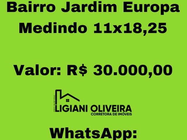 Terreno com 201m², à venda, no bairro Jardim Europa em Novo Progresso