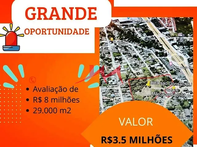 Terreno com 29293m², à venda, no bairro Vistas Alegre em São Gonçalo