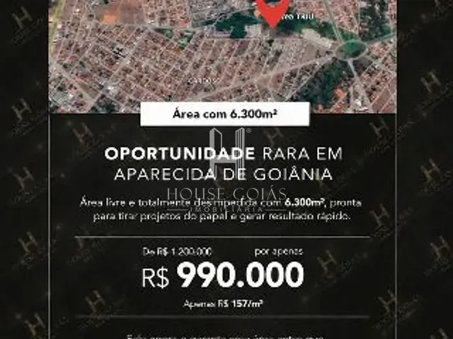 Terreno com 6300m², à venda, no bairro Cardoso em Aparecida de Goiânia