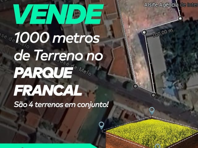 Terreno com 1000m², à venda, no bairro Parque Francal em Franca