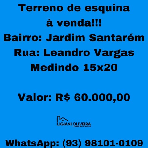 Terreno com 300m², à venda, no bairro Jardim Santarém em Novo Progresso