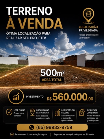 Terreno com 500m², à venda, no bairro Jardim Europa em Nova Mutum