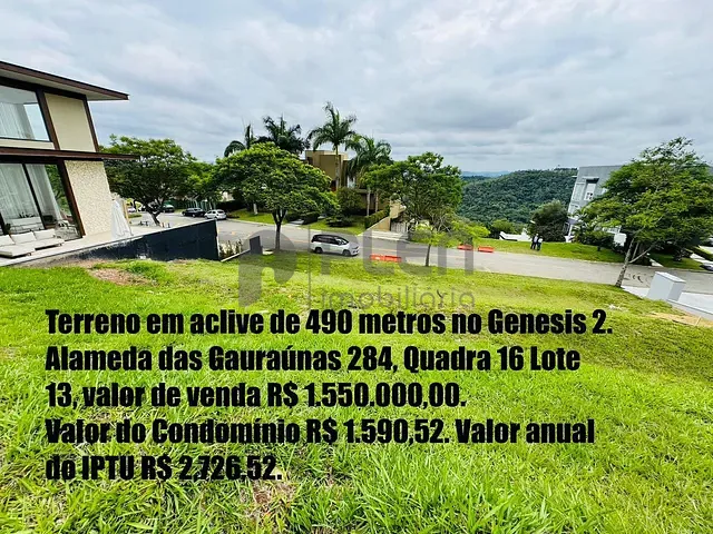 Terreno com 490m², à venda, no bairro Alphaville em Santana de Parnaíba