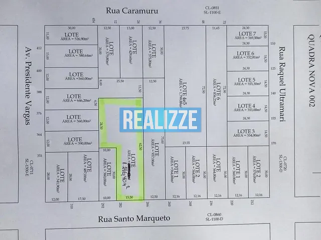 Terreno com 1216m², à venda, no bairro Centro em Marau