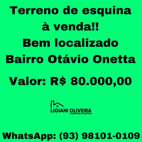 Terreno com 450m², à venda, no bairro Otávio Onetta em Novo Progresso