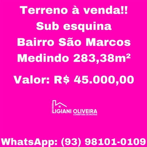 Terreno com 283m², à venda, no bairro São Marcos  em Novo Progresso