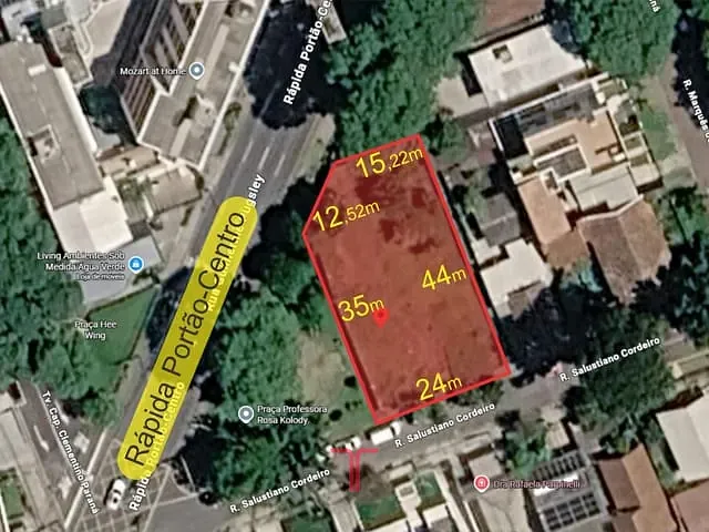 Terreno com 1016m², à venda, no bairro Água Verde em Curitiba
