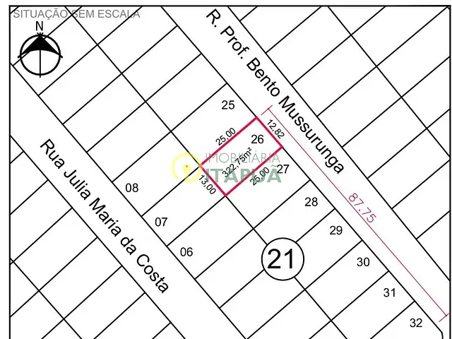 Terreno com 322m², à venda, no bairro Jardim Silvino em Cambé