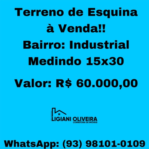 Terreno com 450m², à venda, no bairro Setor Industrial em Novo Progresso