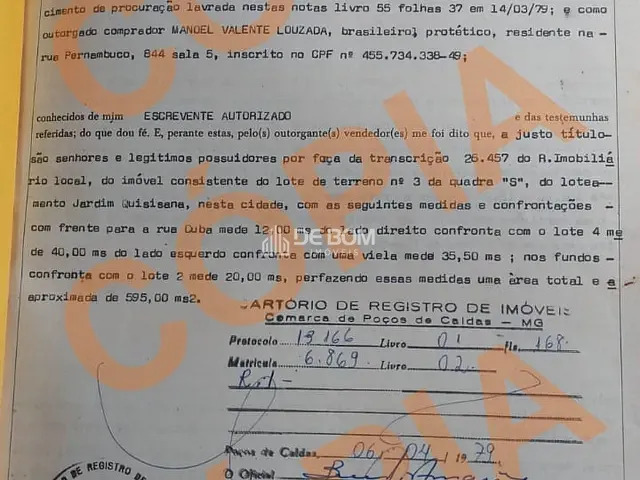 Terreno com 595m², à venda, no bairro Jardim Quisisana em Poços de Caldas