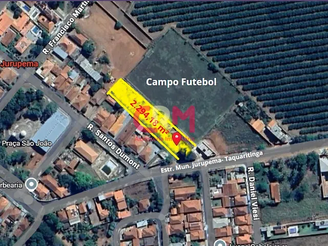 Terreno com 2294m², à venda, no bairro Centro (Jurupema) em Taquaritinga