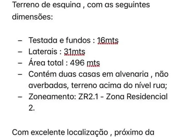 Terreno com 496m², à venda, no bairro Uberaba em Curitiba