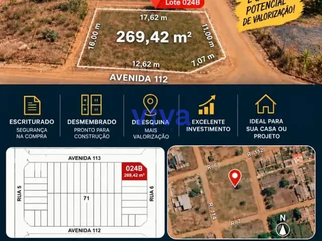 Terreno com 269m², à venda, no bairro Itapoã em Aparecida de Goiânia