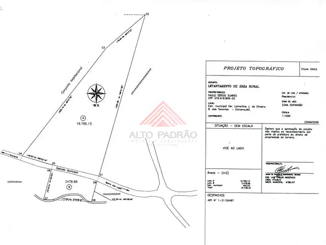 Terreno com 100m², à venda, no bairro Rural em Extrema
