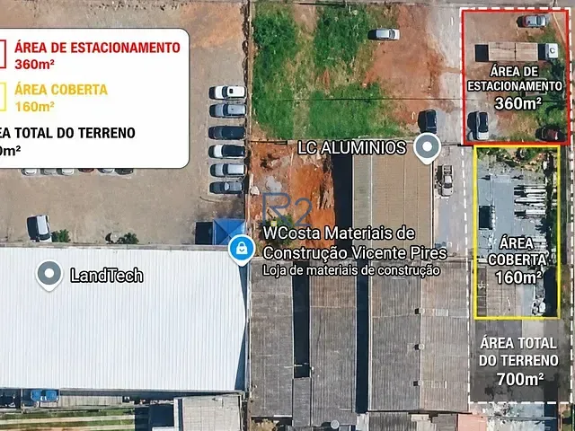 Terreno com 700m², para alugar, no bairro Vicente Pires em Vicente Pires