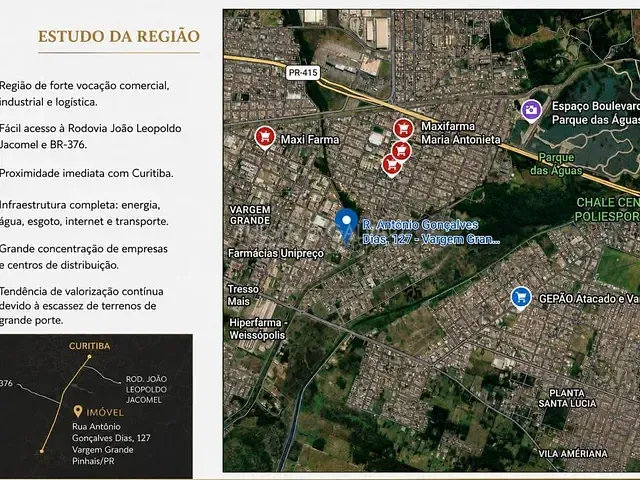 Terreno com 2m², à venda, no bairro Vargem Grande em Pinhais