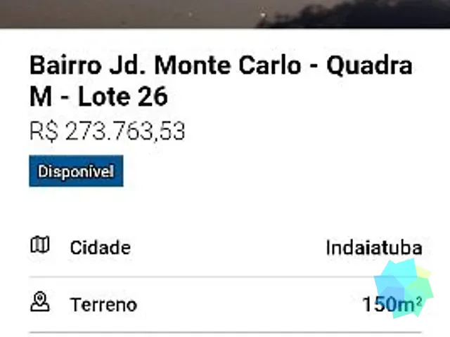 Terreno com 250m², à venda, no bairro Jardim Morumbi em Indaiatuba