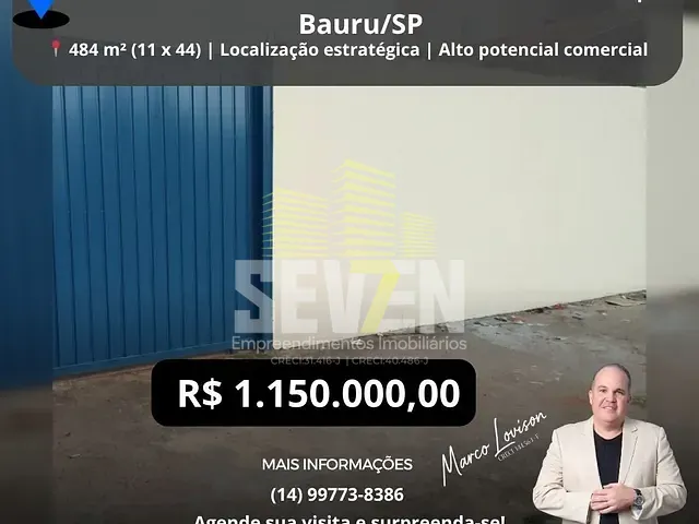 Terreno com 484m², à venda, no bairro Jardim América em Bauru
