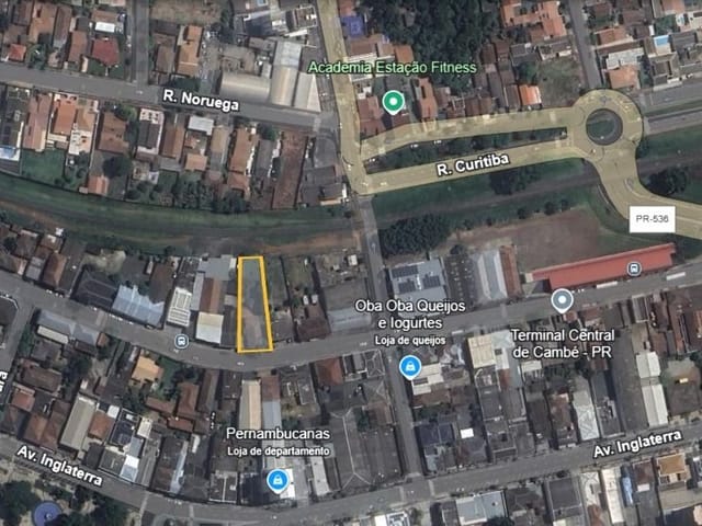 Terreno com 822m², à venda, no bairro Centro em Cambé