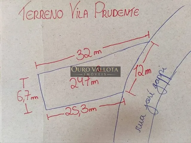 Terreno com 247m², à venda, no bairro Vila Prudente (Zona Leste) em São Paulo