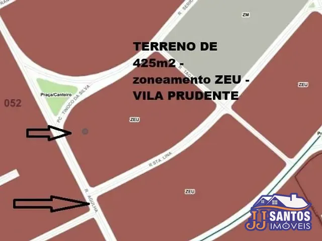 Terreno com 425m², à venda, no bairro Vila Prudente (Zona Leste) em São Paulo