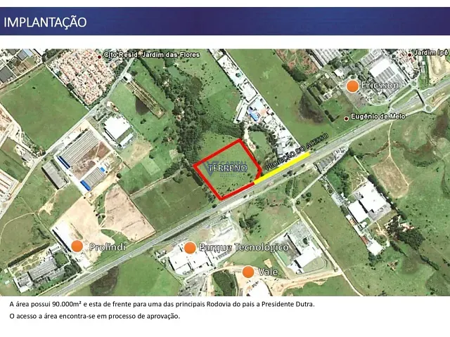 Terreno com 90000m², à venda, no bairro Eugênio de Mello em São José dos Campos