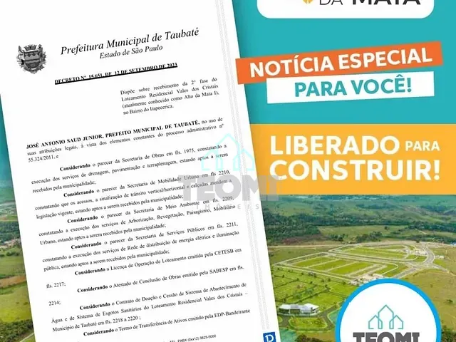 Terreno com 250m², à venda, no bairro Itapecerica em Taubaté