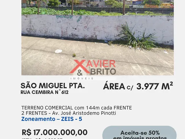 Terreno com 3977m², à venda, no bairro Vila Curuçá em São Paulo
