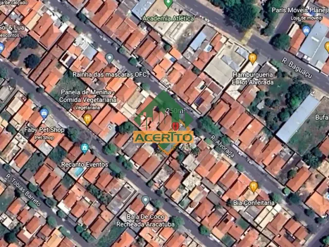 Terreno com 250m², à venda, no bairro Alvorada em Araçatuba