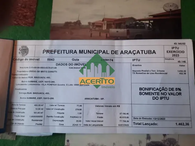Terreno com 480m², à venda, no bairro Parque Baguaçu em Araçatuba