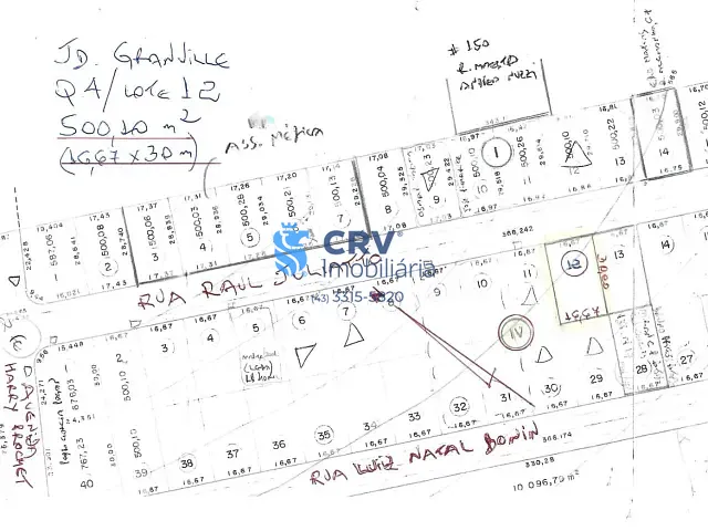 Terreno com 500m², à venda, no bairro Granville Parque Residencial em Londrina