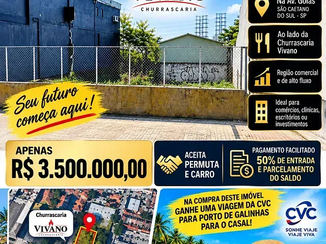 Terreno com 338m², à venda, no bairro Santo Antônio em São Caetano do Sul