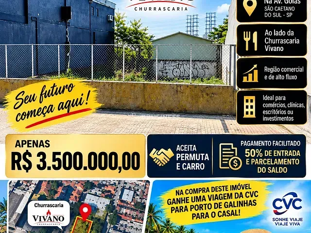 Terreno com 338m², à venda, no bairro Santo Antônio em São Caetano do Sul