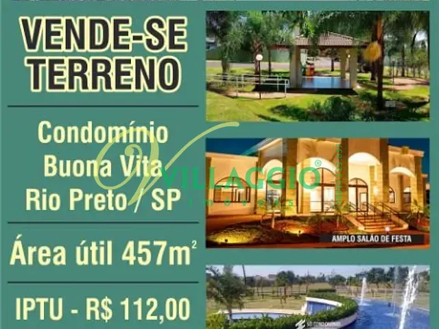 Terreno com 457m², à venda, no bairro Parque Residencial Buona Vita em São José do Rio Preto