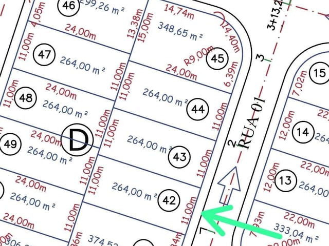 Terreno com 264m², à venda, no bairro Parque das Nações em Pindamonhangaba