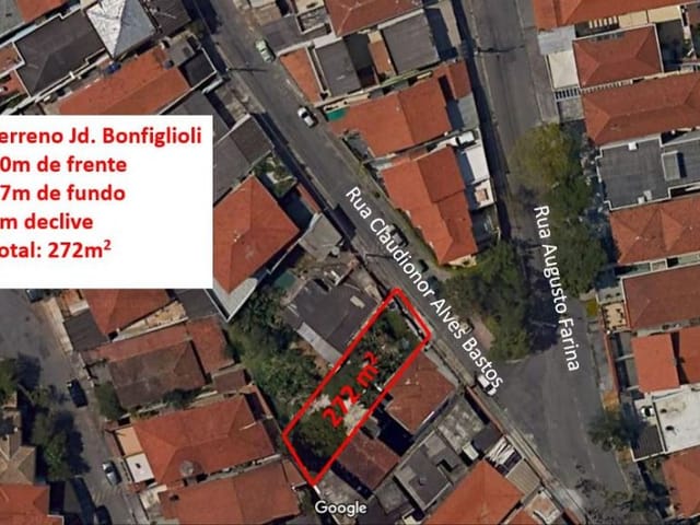 Terreno com 272m², à venda, no bairro Jardim Bonfiglioli em São Paulo