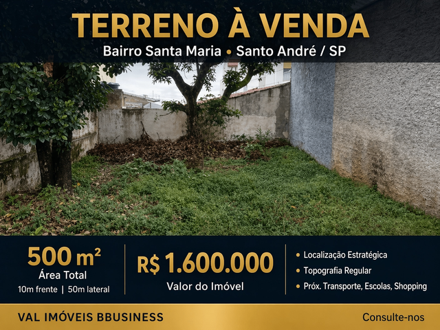 Terreno com 500m², à venda, no bairro Santa Maria em Santo André